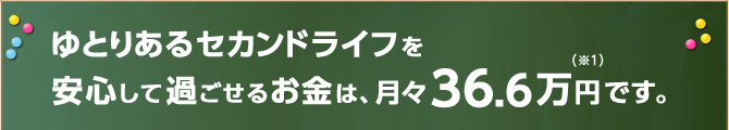ゆとりあるセカンドライフを安心して過ごせるお金は、月々36.6万円です(注1)