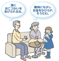 孫におこづかいをあげられるな。趣味にも少しお金をかけられそうだわ。