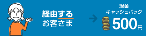 ワンタイムデビットキャッシュバックモールを経由するお客さま 現金キャッシュバック500円 Yahoo!ポイント500ポイント キャッシュバックとショップポイントダブルでおトク(ショップ側でポイントサービスがある場合)