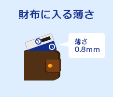 財布に入る薄さ 薄さ0.8ミリメートル